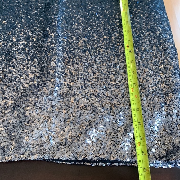 Monsoon Sequins Ombré Navy Blue V-Neck Long Sleeve Midi Cocktail Dress, Size M - Picture 16 of 17